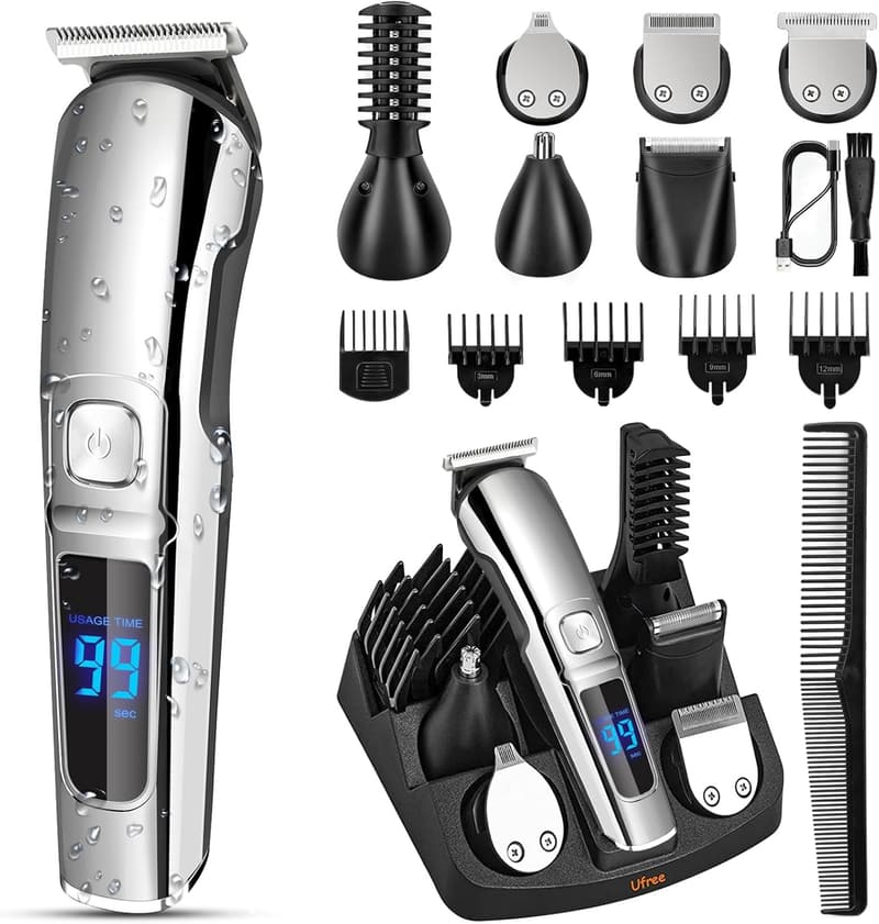 Waterproof Electric Beard Trimmer Grooming Kit for Men
