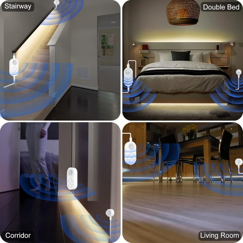 Plug-in Motion Activated LED Stair Light Strip with Dimmer
