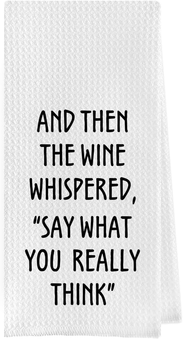 Funny Wine Lovers Kitchen Towel - Waffle Weave Housewarming Gift