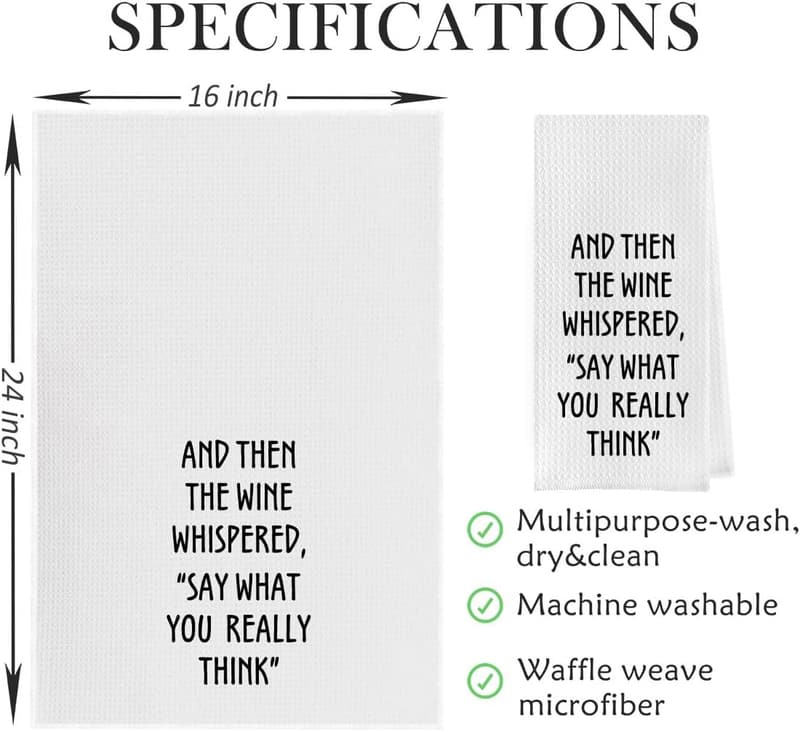 Funny Wine Lovers Kitchen Towel - Waffle Weave Housewarming Gift