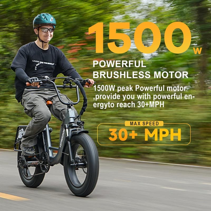 48V 1500W Electric Bike for Adults - 70 Mile Range, 30MPH