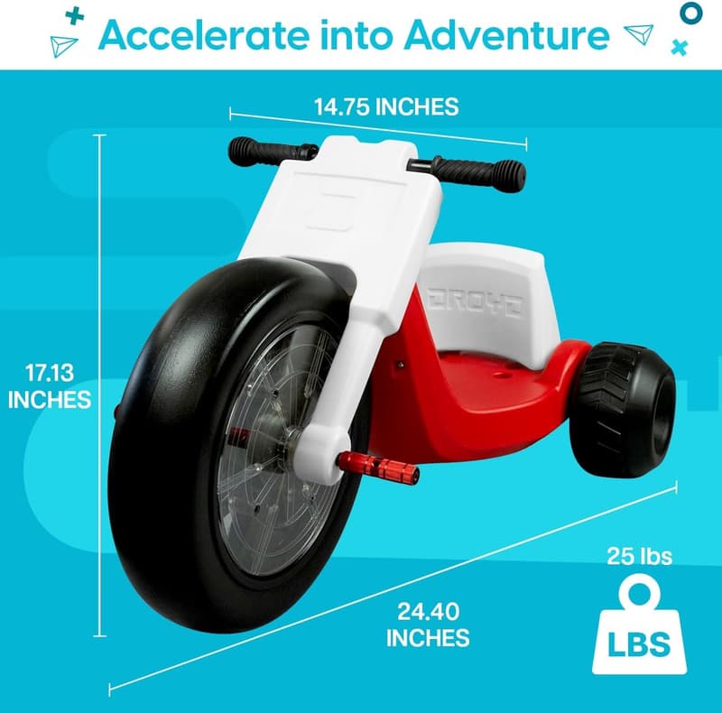 Electric Tricycle for Kids 3+, Adjustable Seat & LED Lights