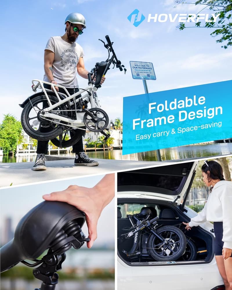 Folding Electric Bike for Adults with Removable Battery, 28 Miles Range