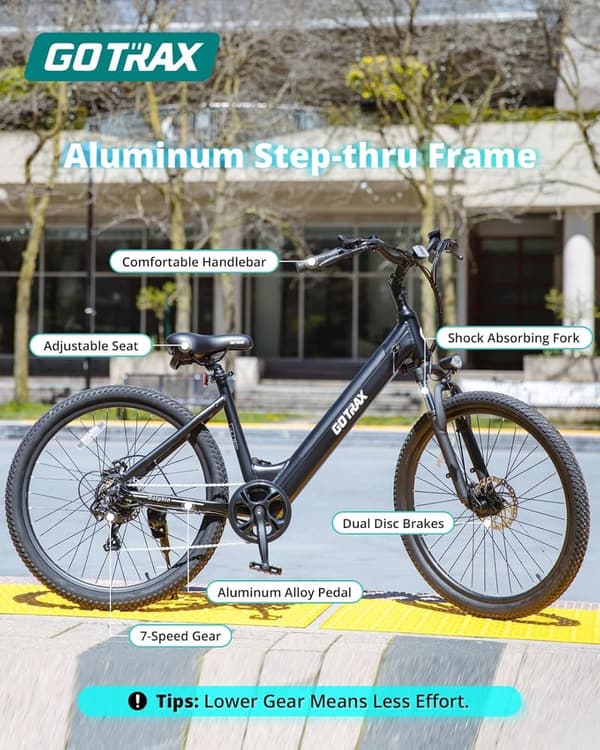 Adult Electric Bike with 500W Motor, 30-Mile Range, 7-Speed