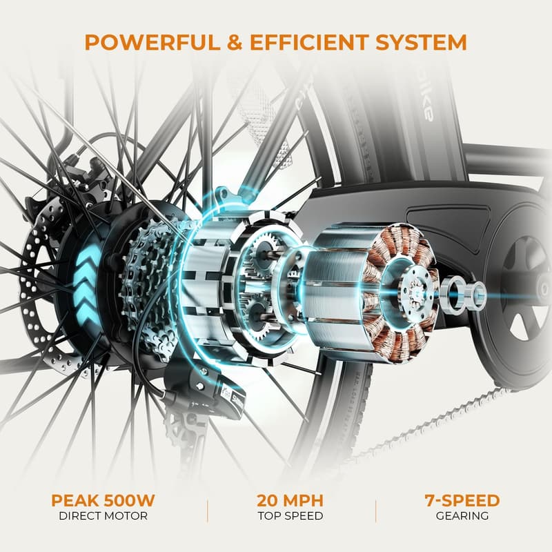 Electric City Cruiser Bike with 350W Motor & 40-Mile Range