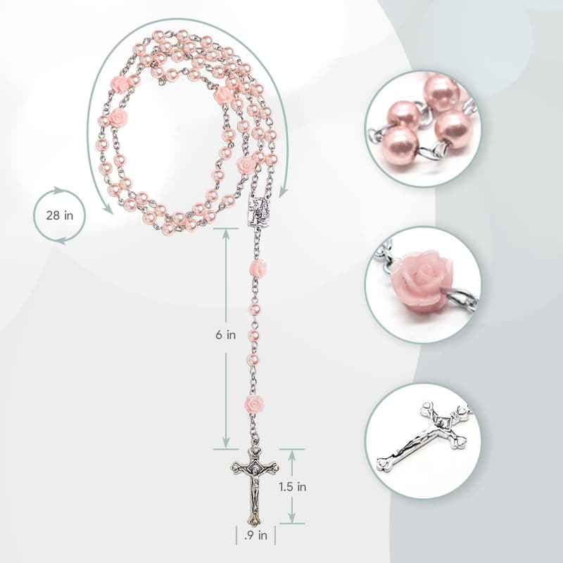 Baby Girl's Pink Rosary with Keepsake Box - Baptism Gift