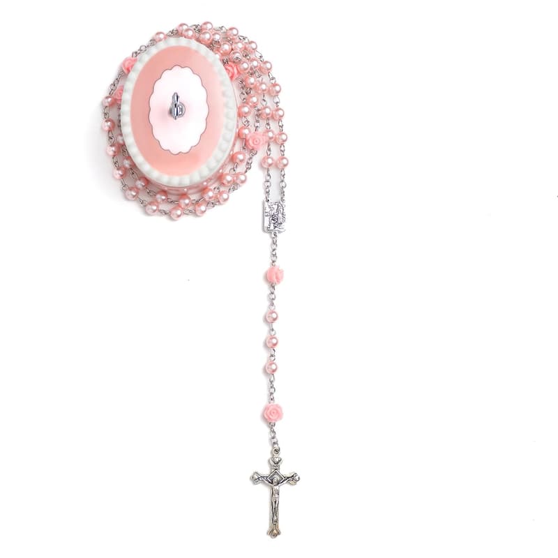 Baby Girl's Pink Rosary with Keepsake Box - Baptism Gift