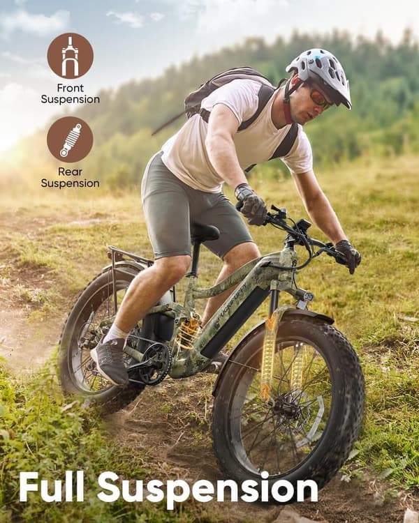 Boxer 960W Full Suspension Electric Mountain Bike - 80 Miles Range