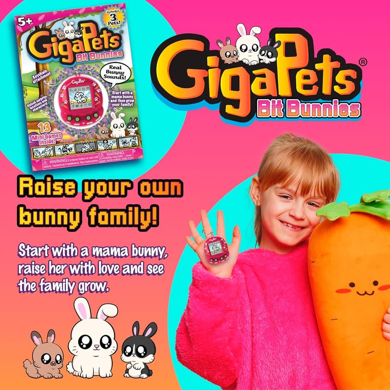 Bit Bunnies Interactive Digital Pet Toy – 90's Edition for Kids