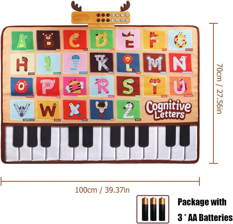 Musical Keyboard Baby Play Mat with 26 Letters for Toddlers