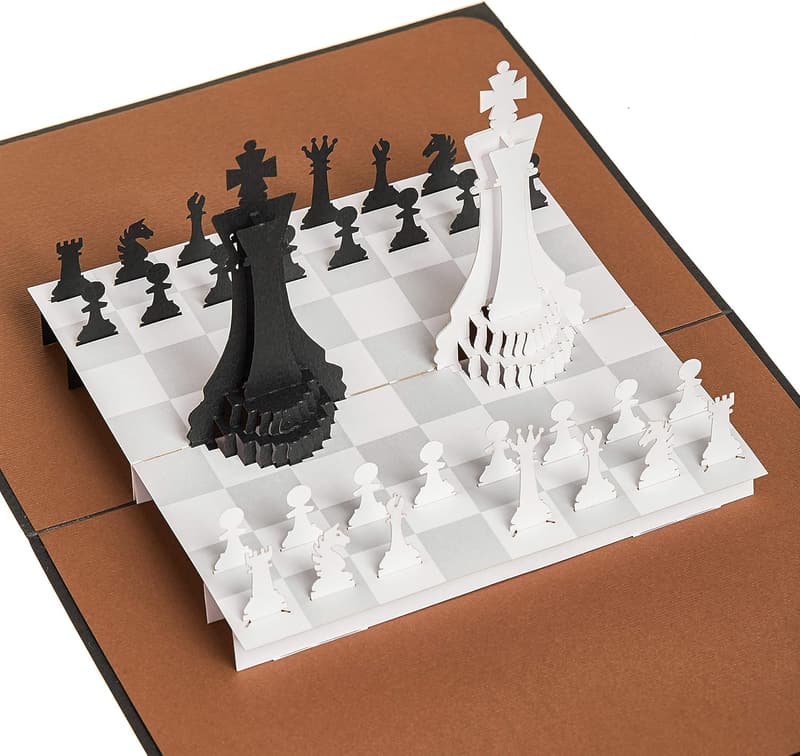 Chess Birthday Pop-Up Card for Dad and Son with Envelope