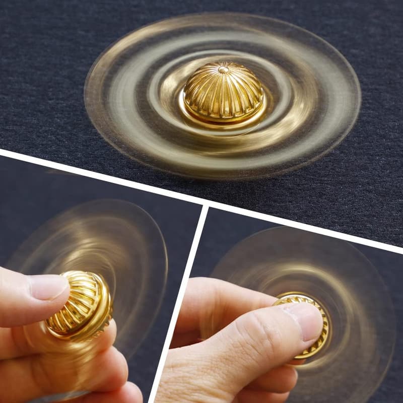 Golden Sphere Fidget Spinner Toy - Metal Desk Gift for Kids & Adults
