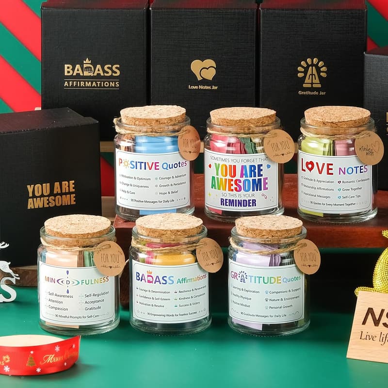 Mindfulness Jar with 90 Affirmation Cards for Dad