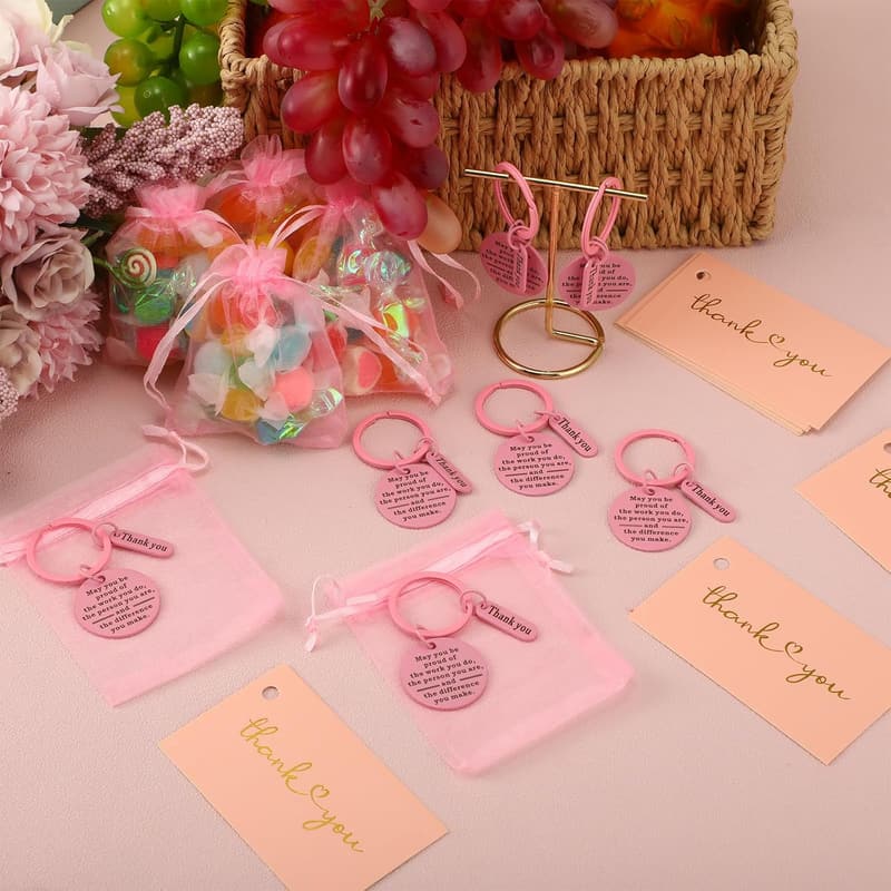 Employee Appreciation Keychain Gift Set with Organza Bags (36 Pcs)