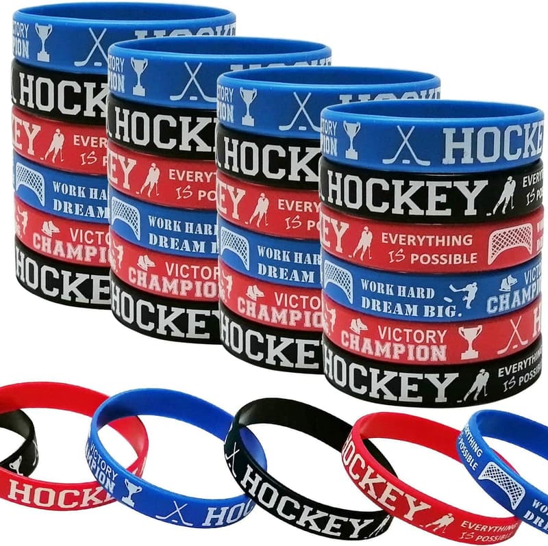 Hockey Party Motivational Rubber Bracelets - 24PCS Silicone Favors