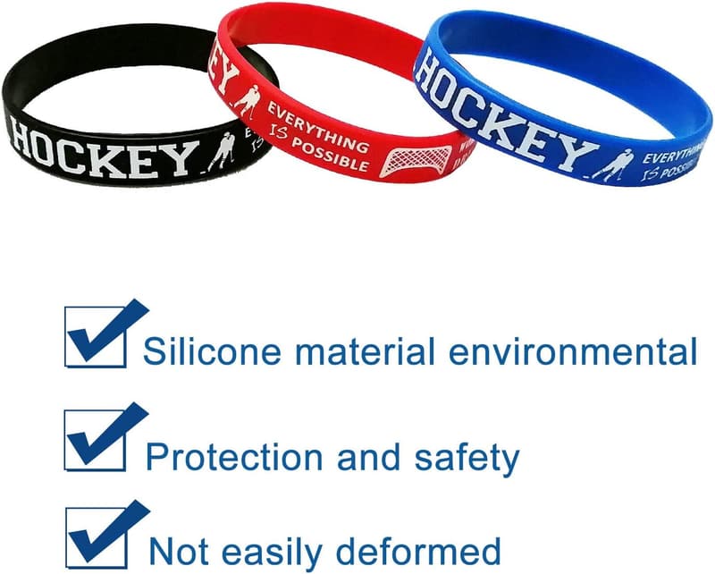 Hockey Party Motivational Rubber Bracelets - 24PCS Silicone Favors