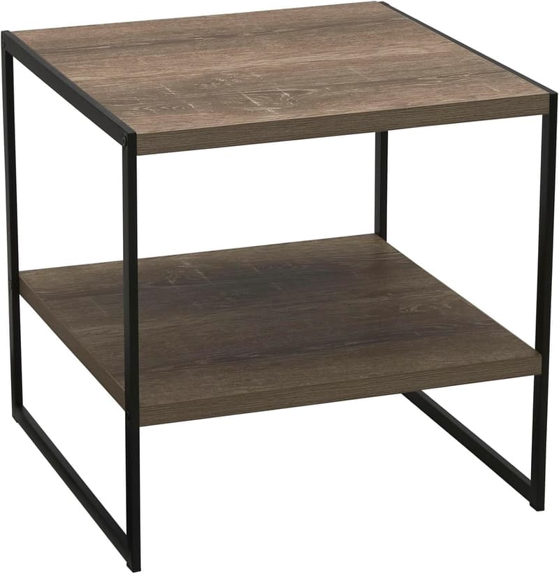 Square Ashwood Side Table with Storage Shelf