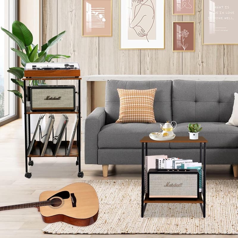 2-Tier Square Side Table with Storage for Living Room & オフィス