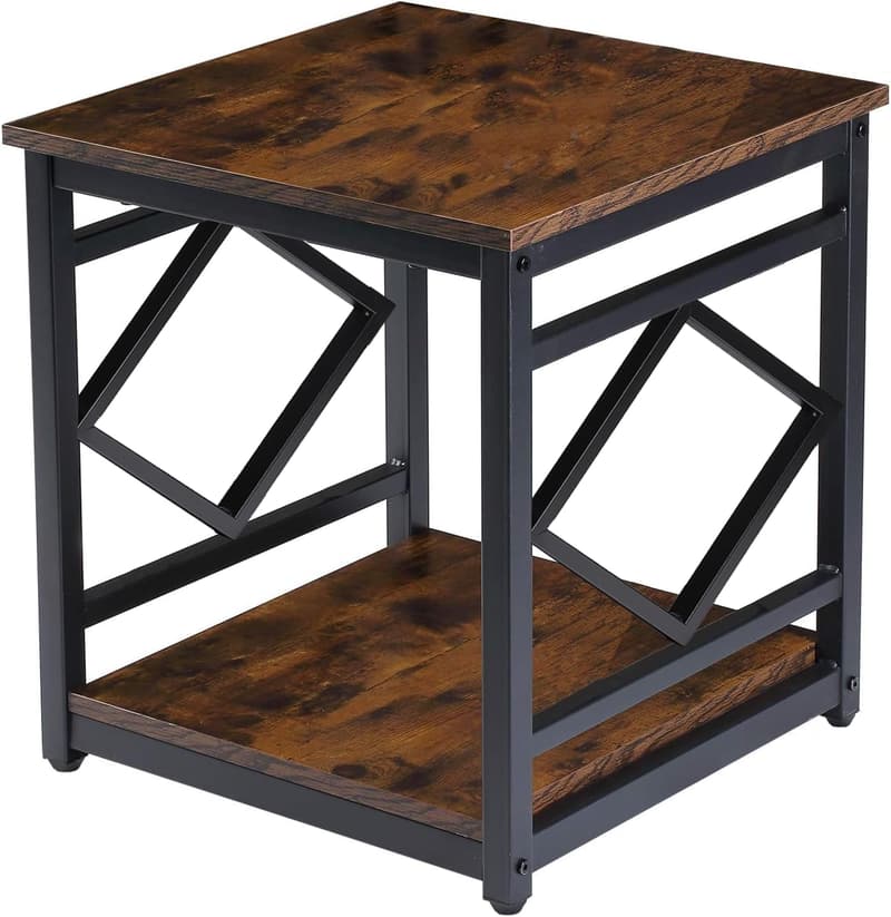 Rustic Brown Mini Fridge End Table with Storage Capacity