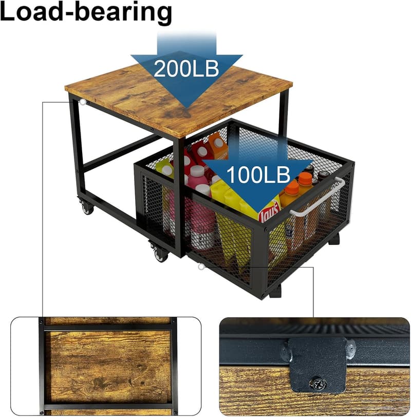 Fridge Stand Organizer with Drawer for Home Office & Dorm
