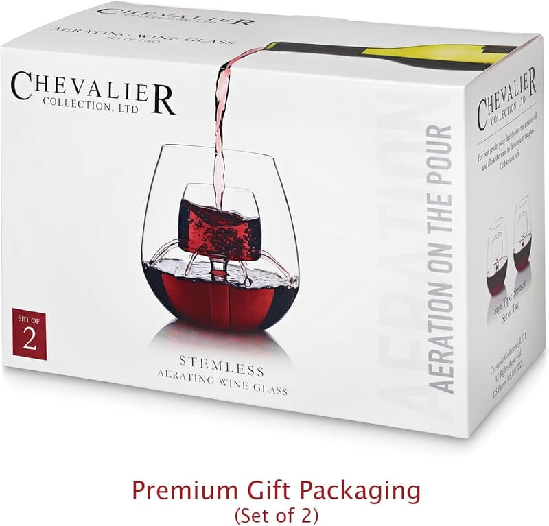 Patented Stemless Aerating Wine Glasses (Set of 2)