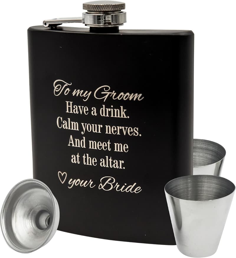 Groom's Hip Flask - Wedding Day Gift from Bride