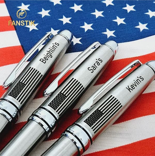 Personalized Stainless Steel Ballpoint Pen with US Flag