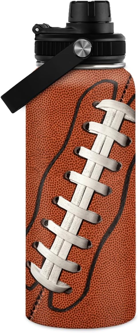 Football Insulated Water Bottle - 32oz Stainless Steel for Fans