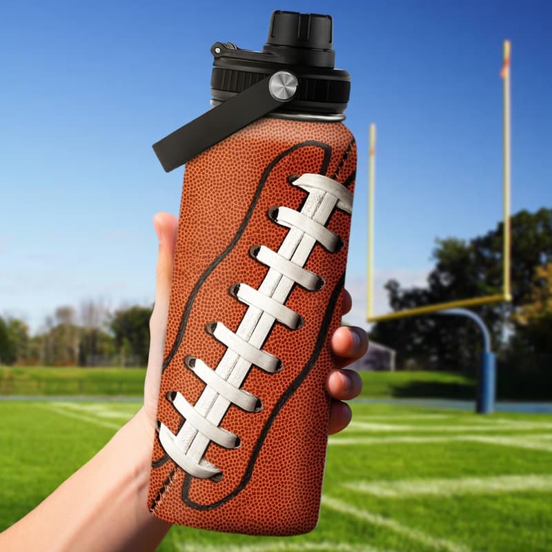 Football Insulated Water Bottle - 32oz Stainless Steel for Fans