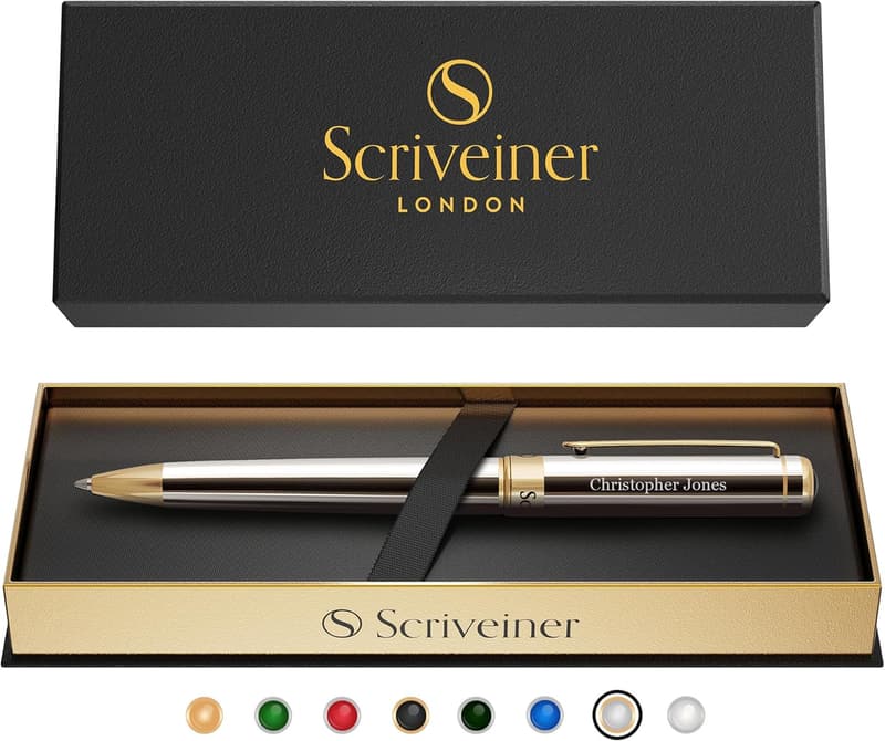 Personalized Silver Chrome Ballpoint Pen with Custom Engraving