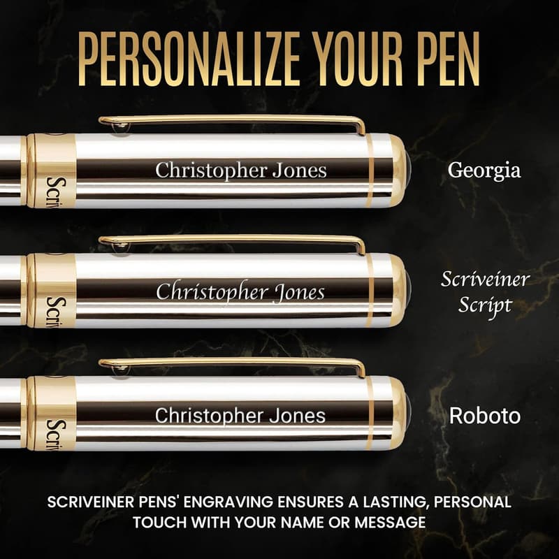 Personalized Silver Chrome Ballpoint Pen with Custom Engraving