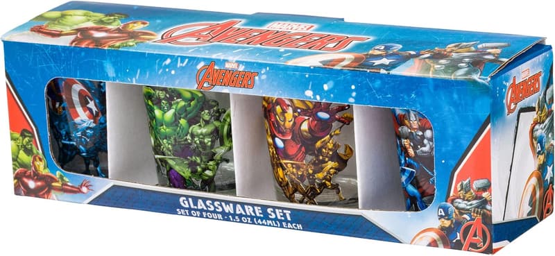 Marvel Avengers Mini Glasses Set - Captain America, Hulk, Iron Man, Thor (Set of 4)