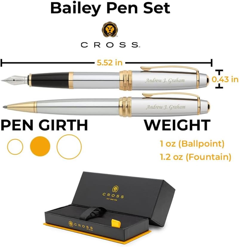 Personalized Engraved Cross Ballpoint & Fountain Pen Set