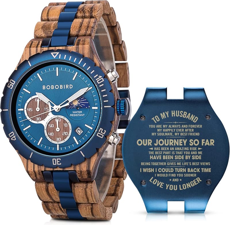 Personalized Wooden Watch for Men - Engraved Gift for Him