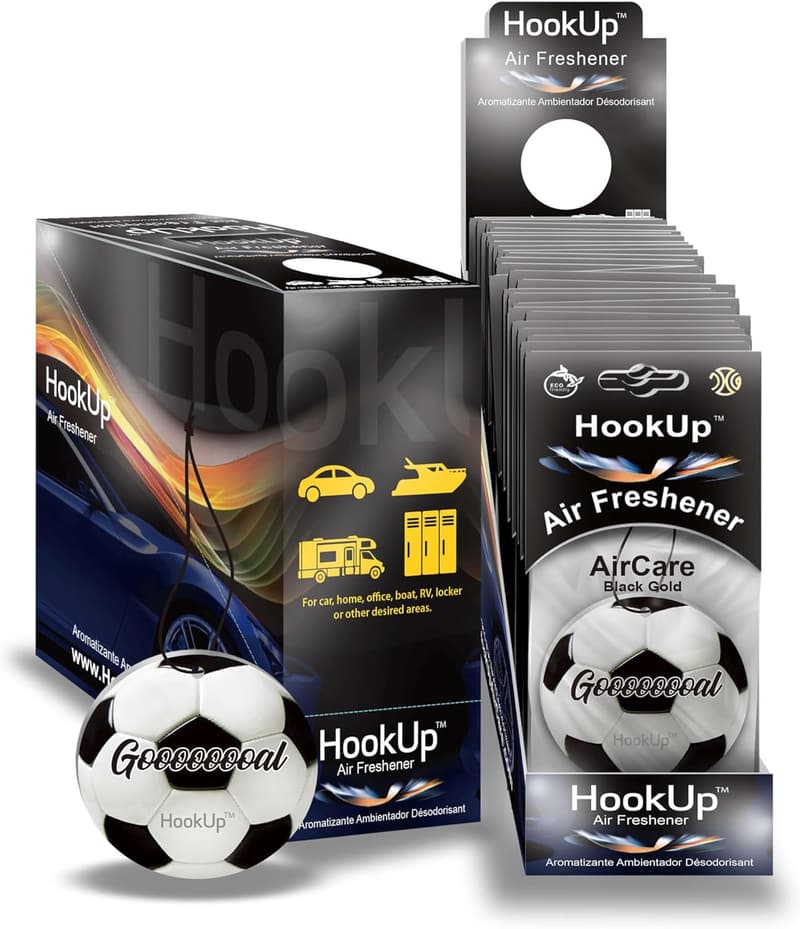 Soccer Car Air Fresheners - 25 Pack, Extra Strong Black Gold Scent