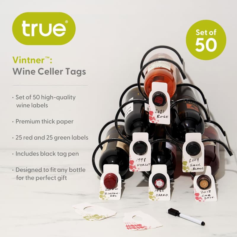 Wine Cellar Tags Set of 50 - Bottle Neck Labels