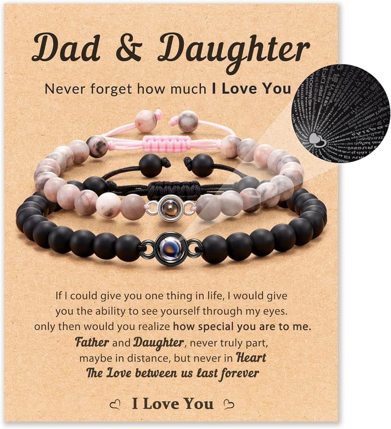 Dad & Daughter Adjustable Love You Projection Bracelets Set