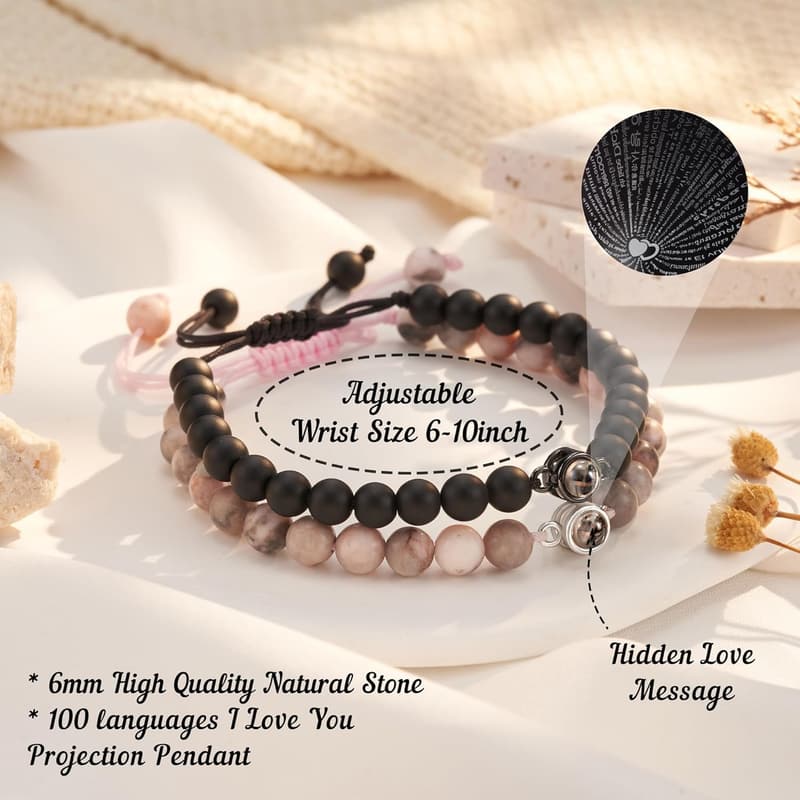 Dad & Daughter Adjustable Love You Projection Bracelets Set