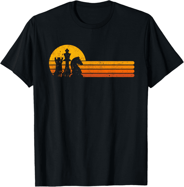 Retro Sunset Chess Player T-Shirt
