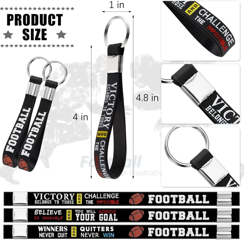 Football Party Favors - 24 Silicone Keychains for Graduates