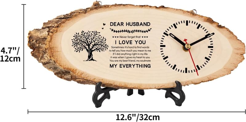 Birthday Gift Clock for Husband - Wooden Desk Decor