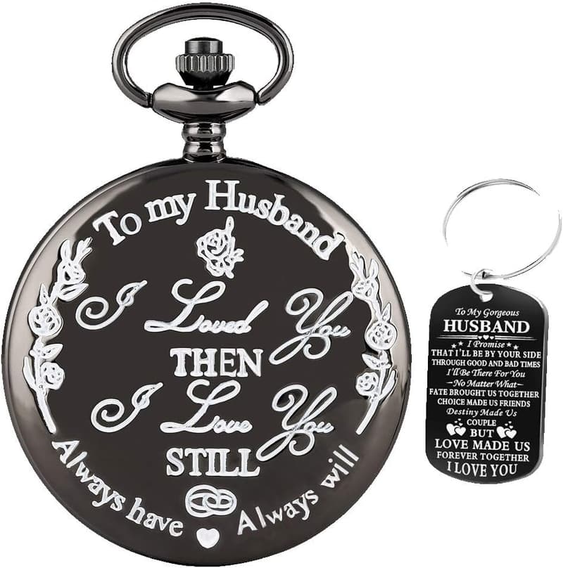 Engraved Pocket Watch Gift for Husband's Wedding Anniversary