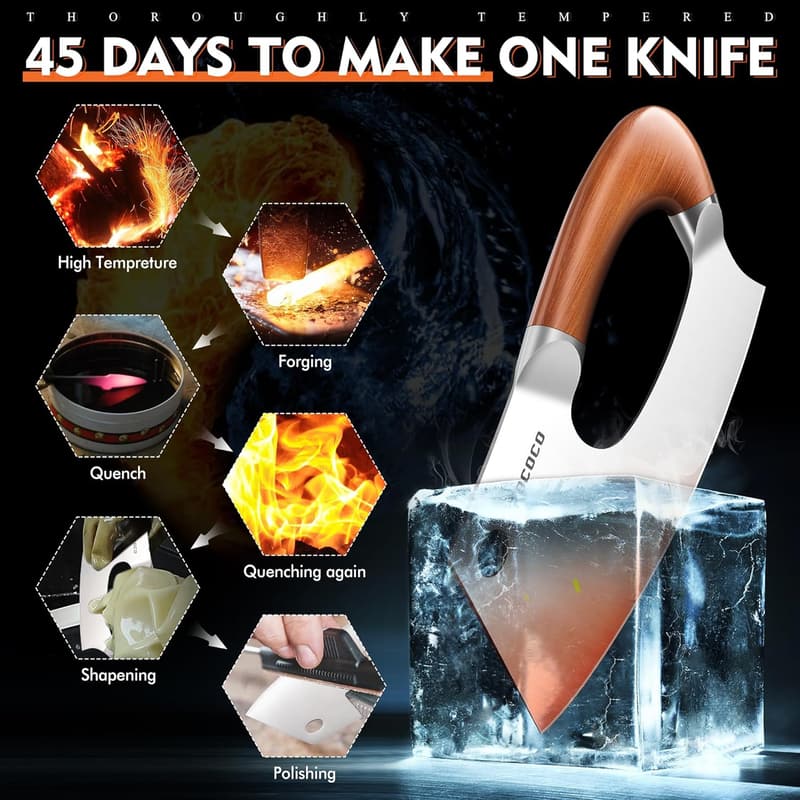 Professional Stainless Steel Meat Cleaver - Unique Gift for Parents