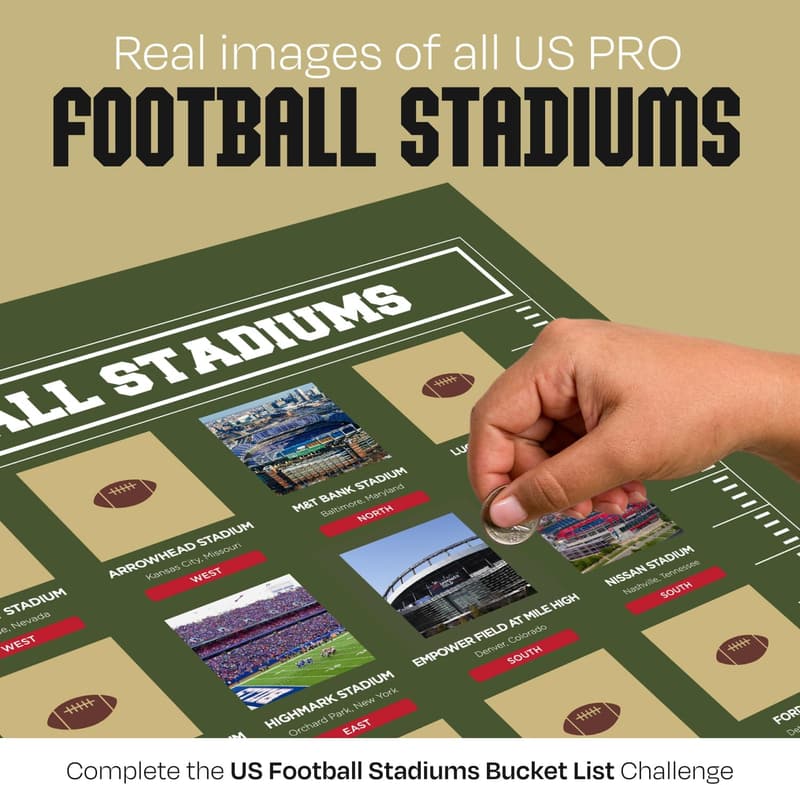 Football Stadiums Scratch Off Map - Ultimate Gift for Fans & Dads