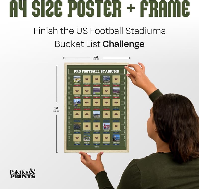 Football Stadiums Scratch Off Map - Ultimate Gift for Fans & Dads