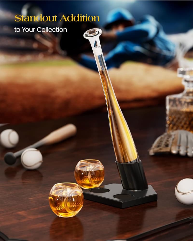 Baseball Bat Decanter Set for Men - Unique Birthday Gift