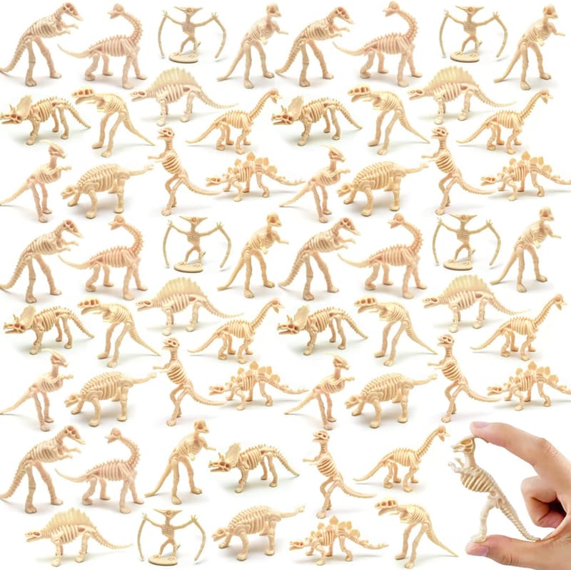 Dinosaur Skeleton Toys - 60 Pack Plastic Fossil Figures for Science Play