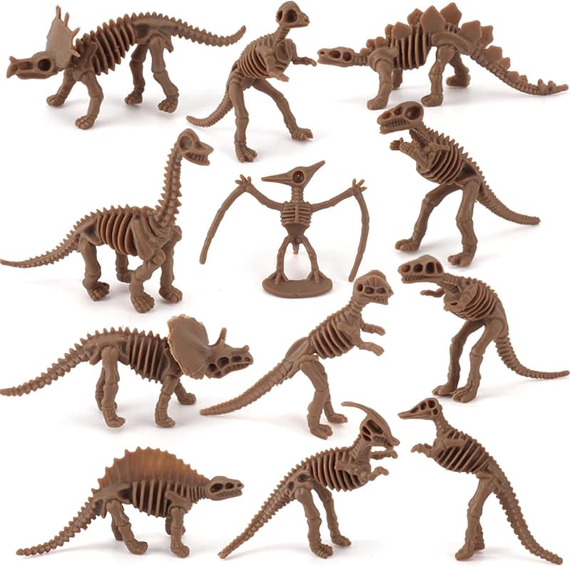 Dinosaur Skeleton Fossils 12-Piece Assorted Toy Set for Kids