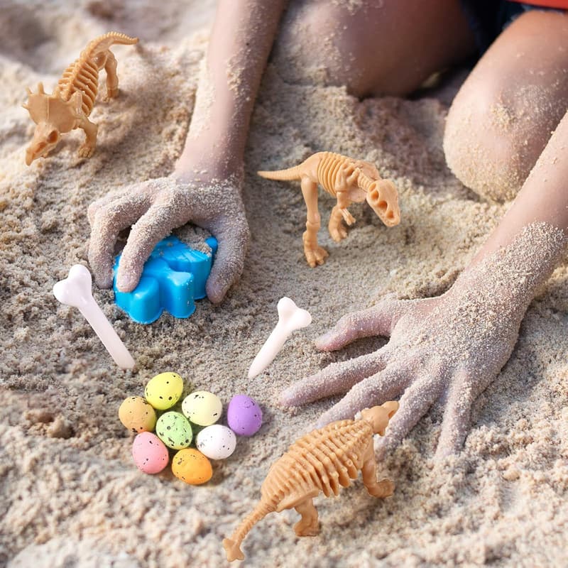 Dinosaur Fossil Dig Kit with Colorful Foam Eggs for Kids
