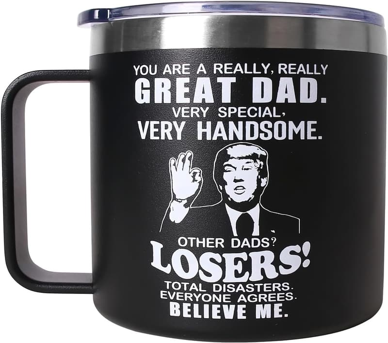 Father's Day 14 oz Black Tumbler Mug for Dads and Stepdads